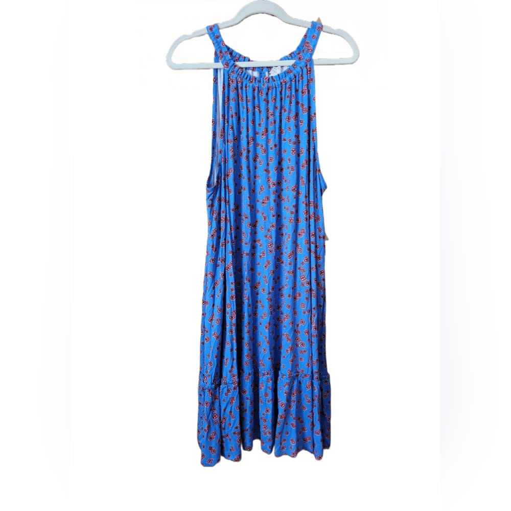 Loft blue floral halter neck ruffle dress 20/22 plus